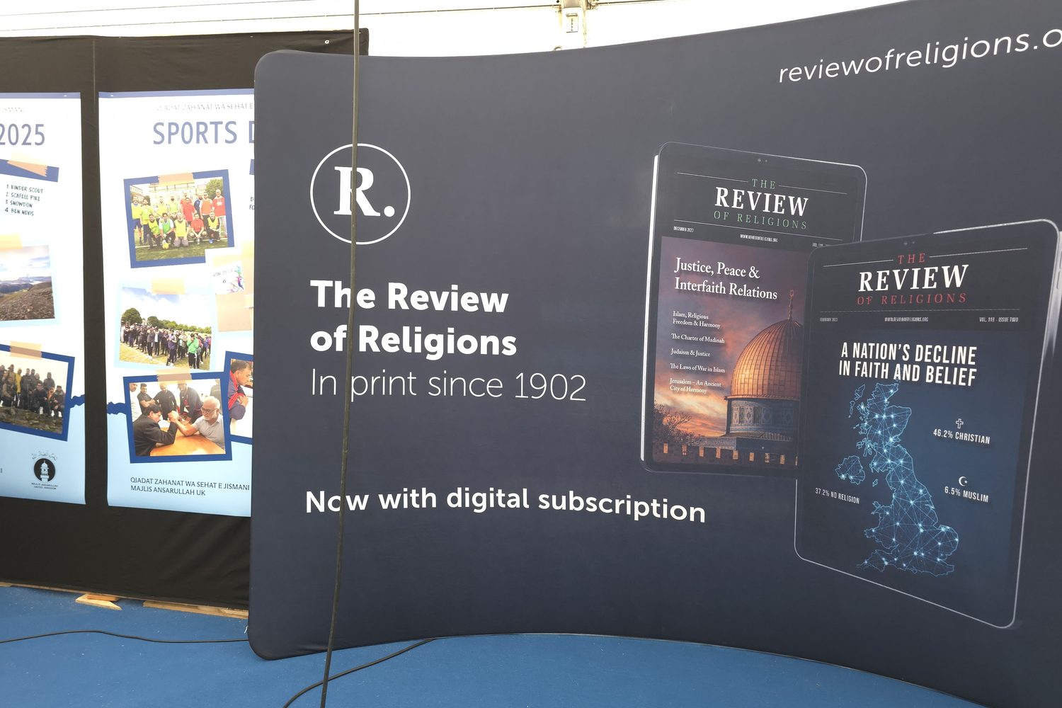 The Review of Religions exhibition stand at the 2025 Ijtema